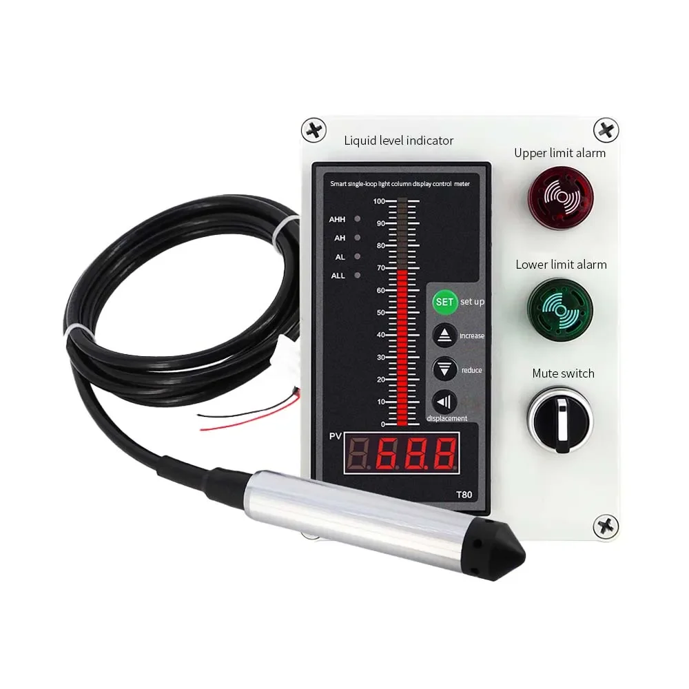 Level Sensor Probe + Water Level Alarm Controller Monitor Liquid Level Displayer Indicator