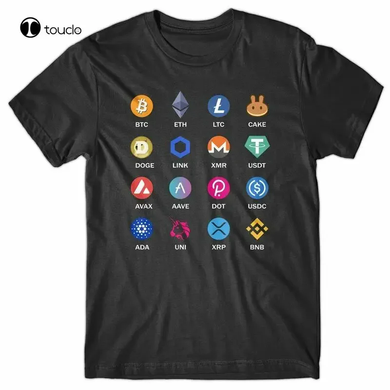T-Shirt Cool-Crypto Logos Ethereum Litecoin Bitcoin Doge Xrp