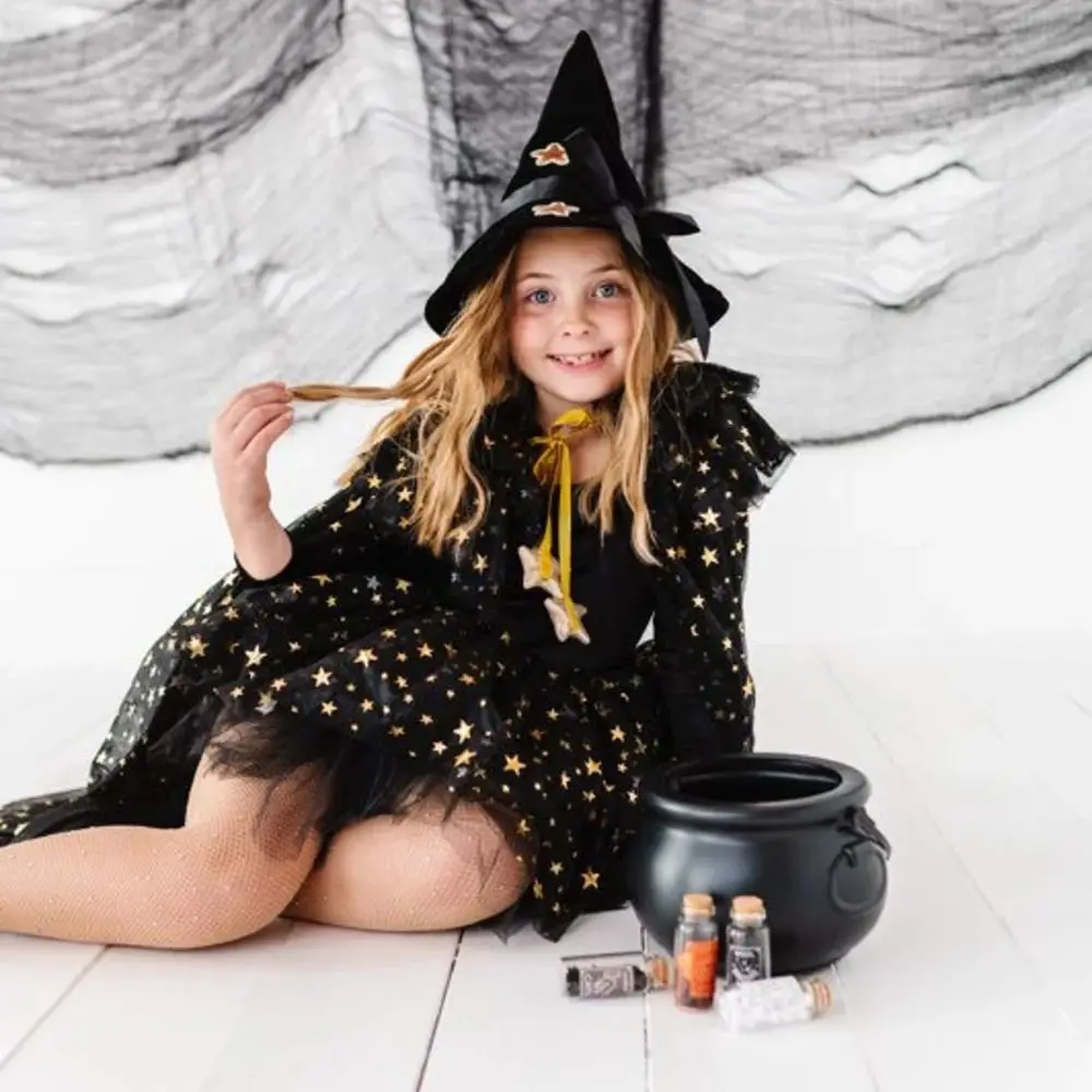 Kostiumy na Halloween dla dzieci, czarodzieje, księżniczki, jaskrawe kolory, suknie czarownic dla dziewczynek, peleryny z siateczki, peleryna do cosplay na Halloween, strój na imprezę.