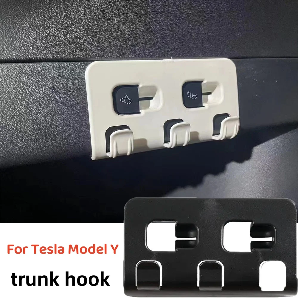 

For Tesla Model Y Max 15kg Load Bearing Rear Trunk Hook Luggage Bag Umbrella Hanger ABS Tote Trunk Hooks Interior Accessories