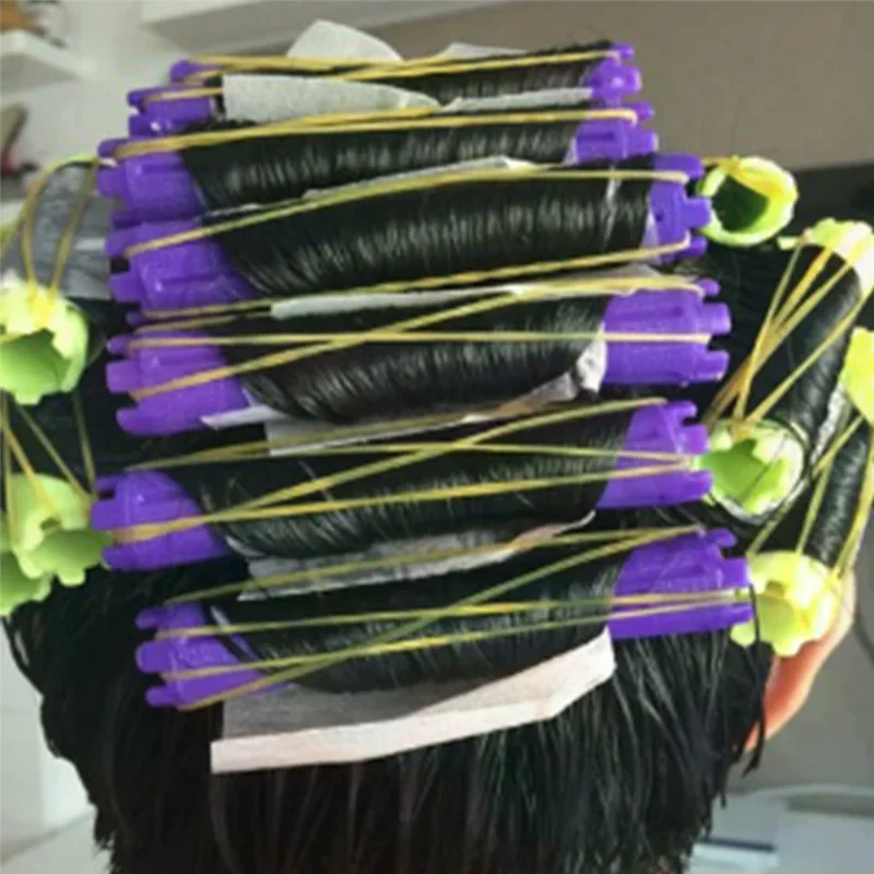 6/9Pcs Hair Perm Rods Cold Wave Perming Rods Heatless Non-slip Hollow Design Hair Rollers DIY Curlers Barber Shop Hair Styling