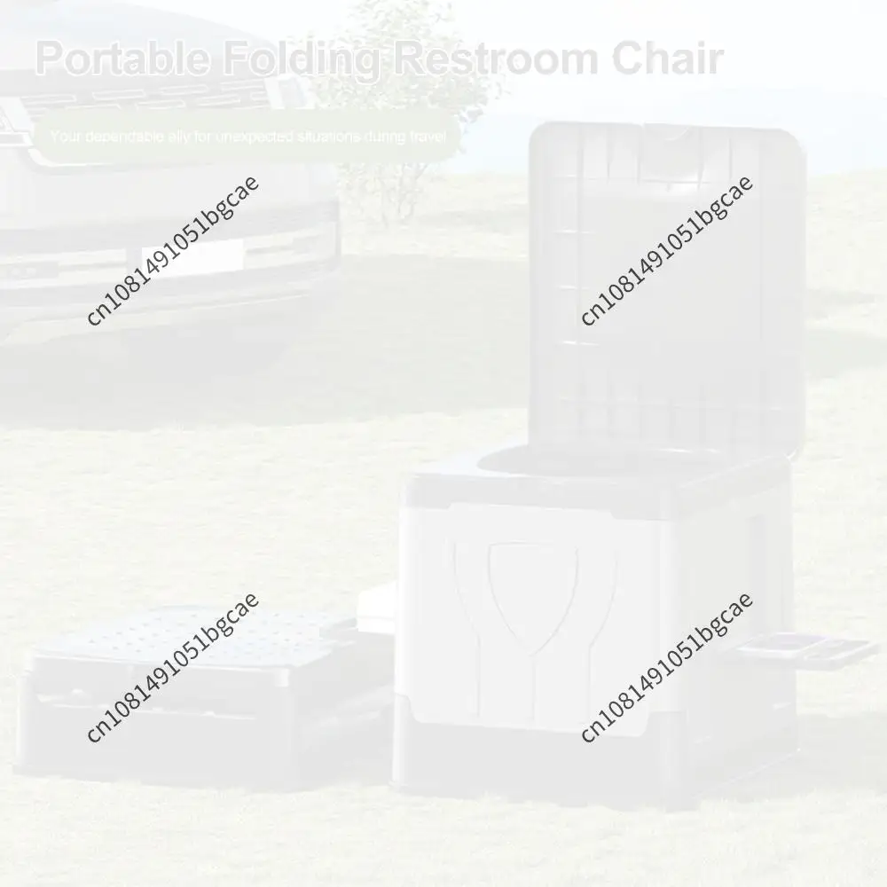 Folding Camping Toilet with Paper Holder & Lid Portable Potty Reusable for Camping Travel Outdoor Car RV & Emergency Use