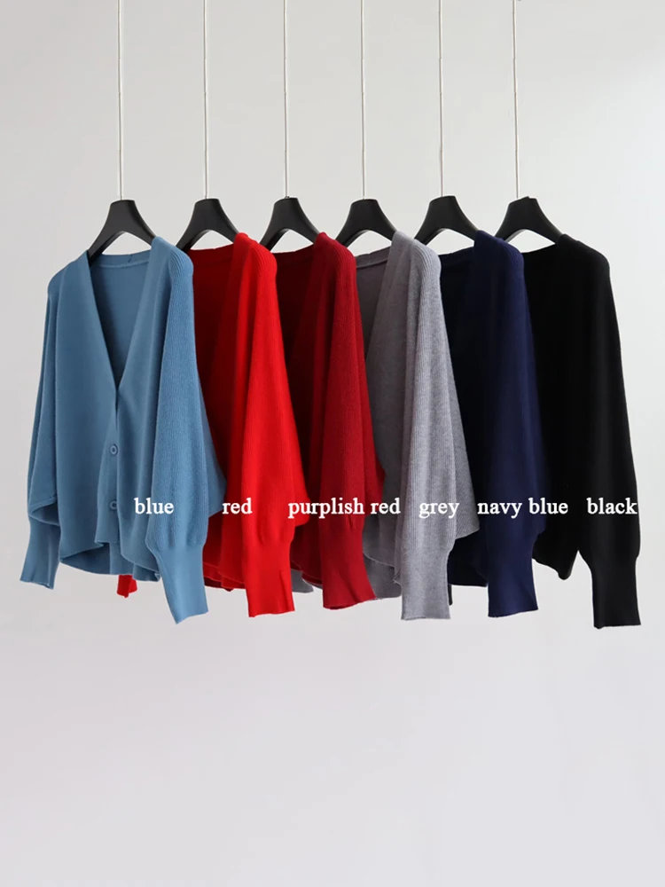 Women\'s Oversized Batwing Sleeve Green Blouse Spring Autumn Clothes Solid Color Sweater Women Clothing Cardigan Coat Tops C-168