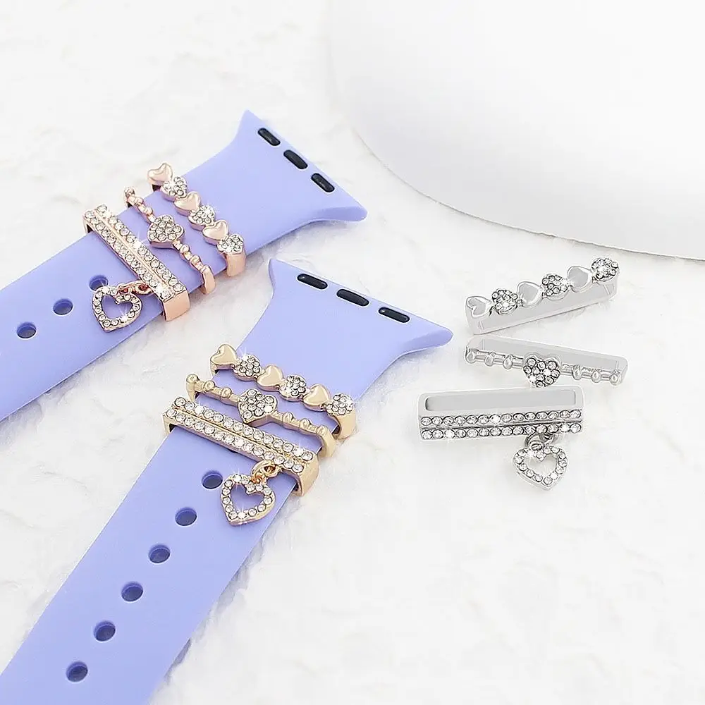 Creative Metal Watch Band Ornament Bracelet Diamond Decorative Ring Brooch Wristbelt Charms for iwatch Strap Accessories