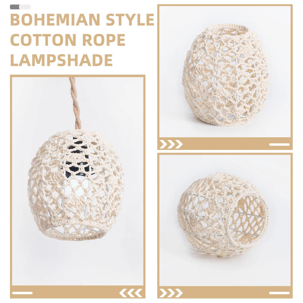 

Unique Bohemian Style Cotton Rope Lampshade Hanging Light Cover Perfect for Living Room Hotel and Restaurant Decoration