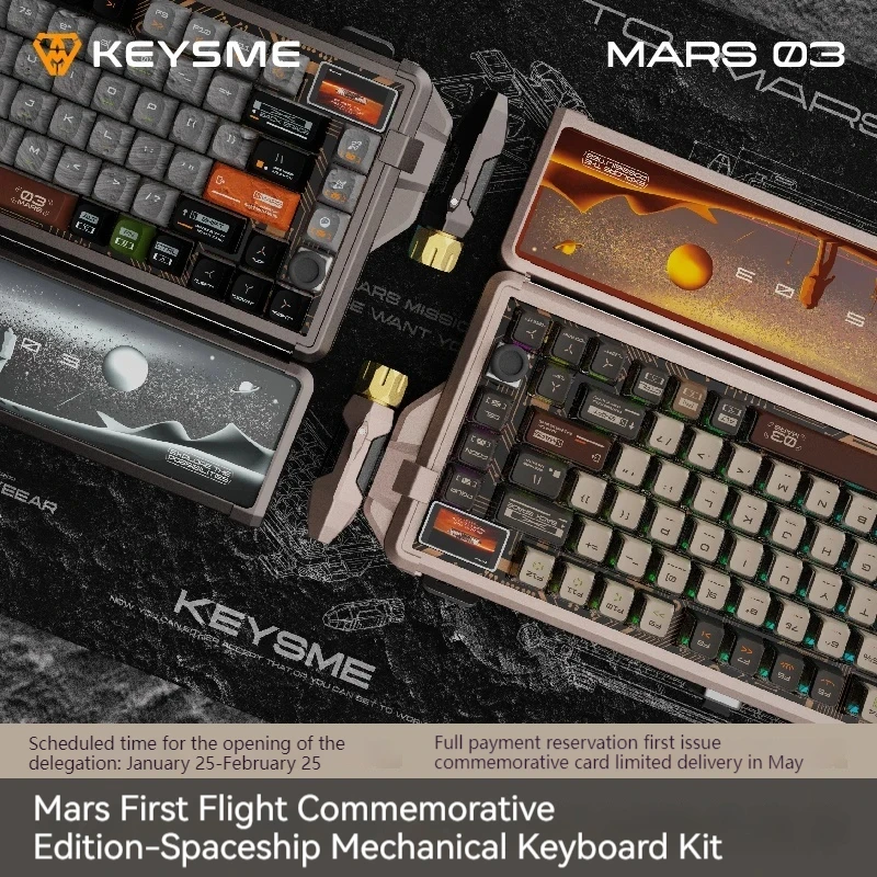 Pre-sale Keysme Mars 03 Mechanical Keyboards Wireless Bluetooth Keyboards 3 Mode Aluminum CNC Gasket Rgb Custom Gamng Keyboards