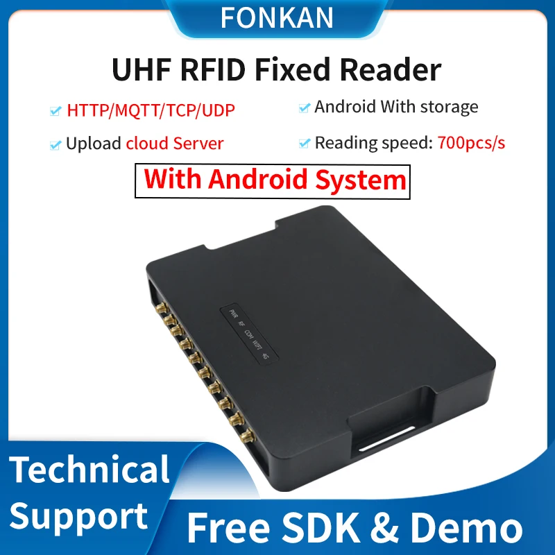 

Android System UHF RFID Reader with Impinj E710 Chip RFID Fixed 8Port Reader Support MQTT HTTP TCP UDP for Warehouse Management