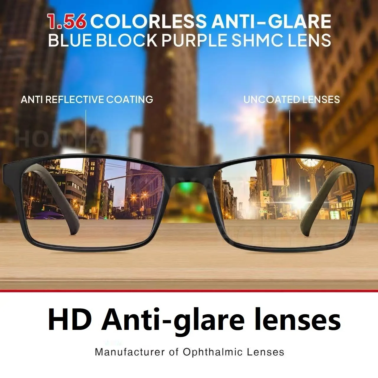 عدسة طبية مضادة للوهج نظارات للقيادة غير وهج 1.56/1.61/1.67/1.74 عدسات قصر النظر البصرية للرؤية الليلية فائقة القوة MR8 #2