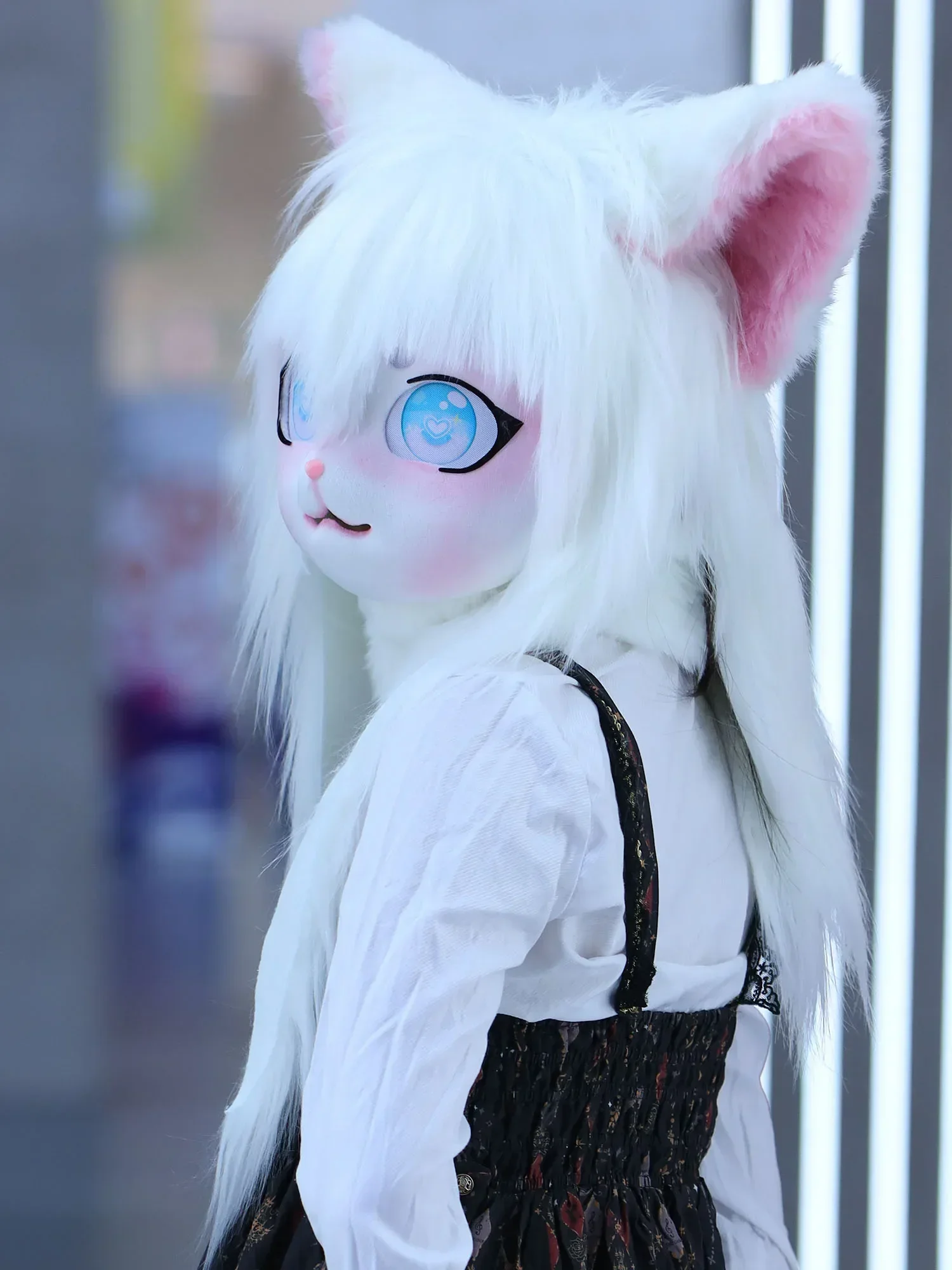 Fursuit cosplay fone de ouvido peludo traje pata cabeça base comiket peludo kig kigurumi animal gato coelho boneca besta máscara cosplay traje