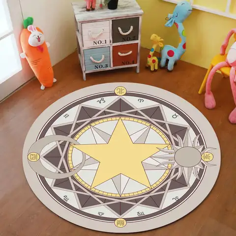귀여운 만화 Cardcaptor 소녀 사쿠라 매직 서클 라운드 카펫 컴퓨터 의자 매트 홈 장식
