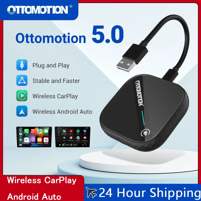 OTTOMOTION 5.0 Wireless CarPlay Android Auto Adapter Wireless Box for Benz VW Kia Haval Toyota Mazda Ford Audi Accessories