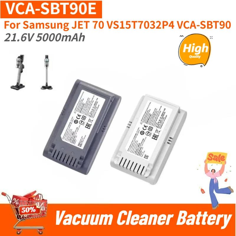 High Capacity VCA-SBT90E Battery 21.6V 5000mAh for Samsung JET70 VS15T7032P4 VCA-SBT90 Cordless Vacuum Cleaners Brand New