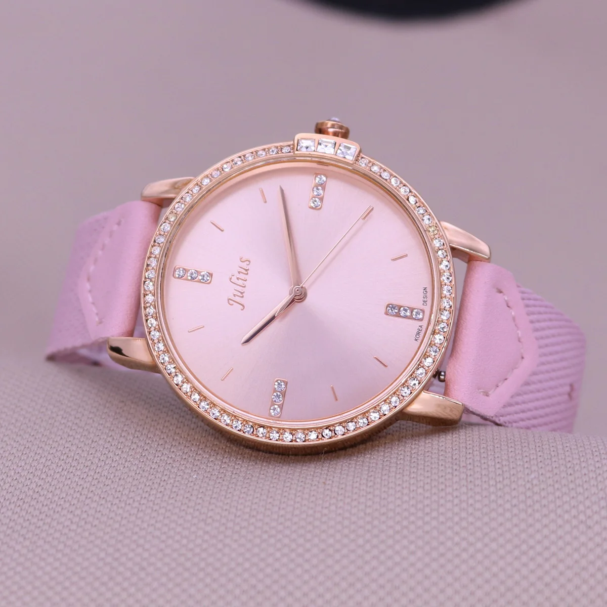 Big Dial Rhinestones Julius Lady Women's Men's Watch Fashion Hours Bracelet Canvas Strap Girl's Birthday Gift Box