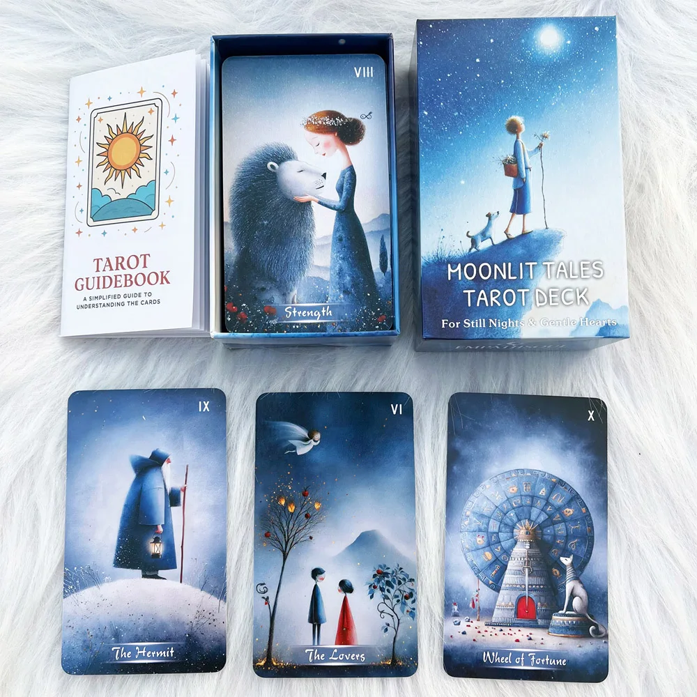 Moonlight Tales Tarot Cards Set, 78 Cards 13x8 Cm, Includes Paper Instructions, Each Card Unfolds Like a Small Story