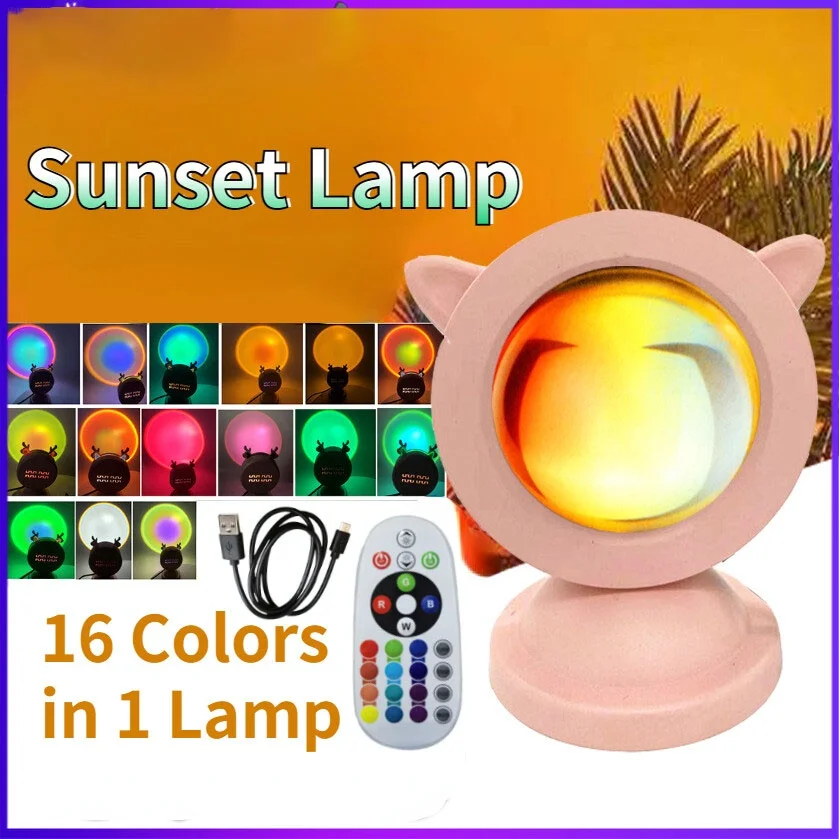 Mini Sunset Light Net Red Sunset Light Floor-to-ceiling Photo Projection Dusk Warm Light Dawn  Light USB Night Light For Decor