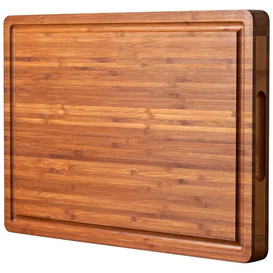 

Cutting Board for Kitchen, 20x15 Extra Large, 1 Thick Bamboo Wood Butcher Chopping Block, Cheese Board, Durable Reversible with