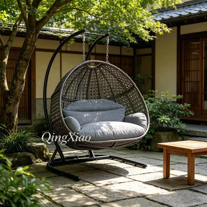 Detachable Single Bird Nest Rattan Swing Basket Chair Indoor Outdoor Lazy Hanging Rocker For Balcony Homestay Household Use