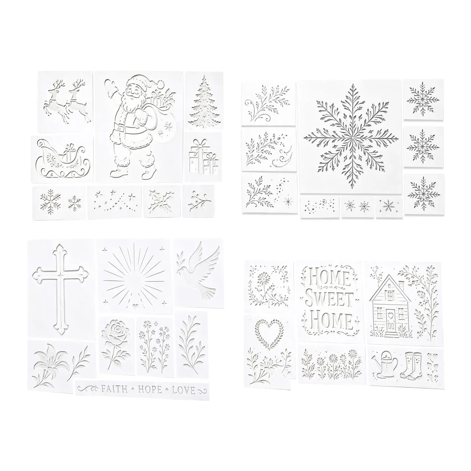 Garden Wall Stencil Set Christmas Theme DIY Wall Painting Template Reusable Washable Garden Template Flower Stencils For Wall