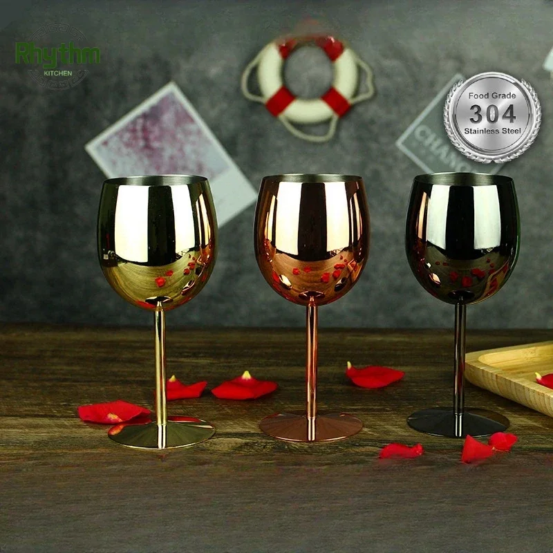 7 style High-end Cocktail Glass 304 Stainless Steel Anti-fall Goblet Wine Glass Champagne Glass Bar Tools Kitchen Drinkware