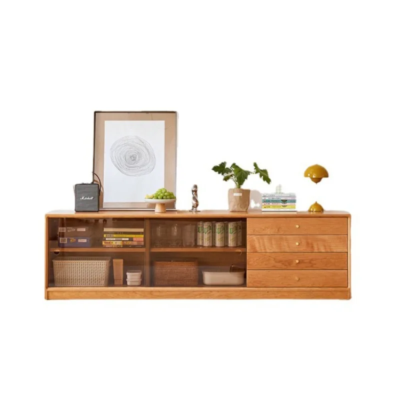 

Solid wood TV cabinet, living room audio-visual locker, small apartment multi-functional storage