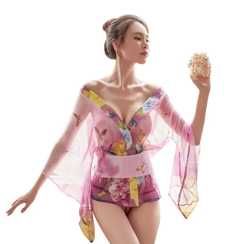 

Kimono Robe Bathrobe Women Traditional Style Yukata Costumes Pajamas Belt Japanese Dress Sexy Lingerie Dressing Gowns Cosplay