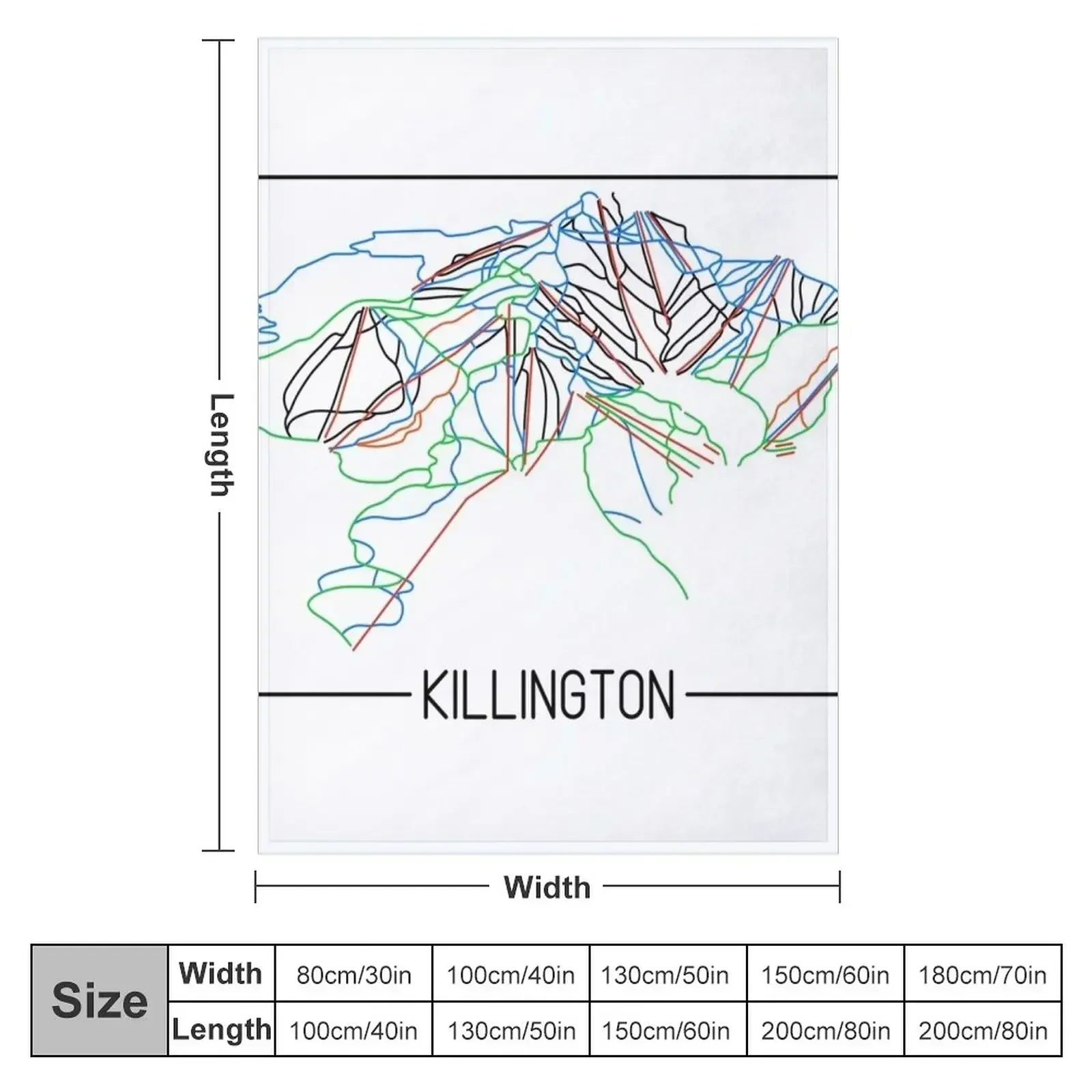 Killington Trail Rating Map Throw Blanket couch cozy soft plush fuzzy picnic outdoor blanket