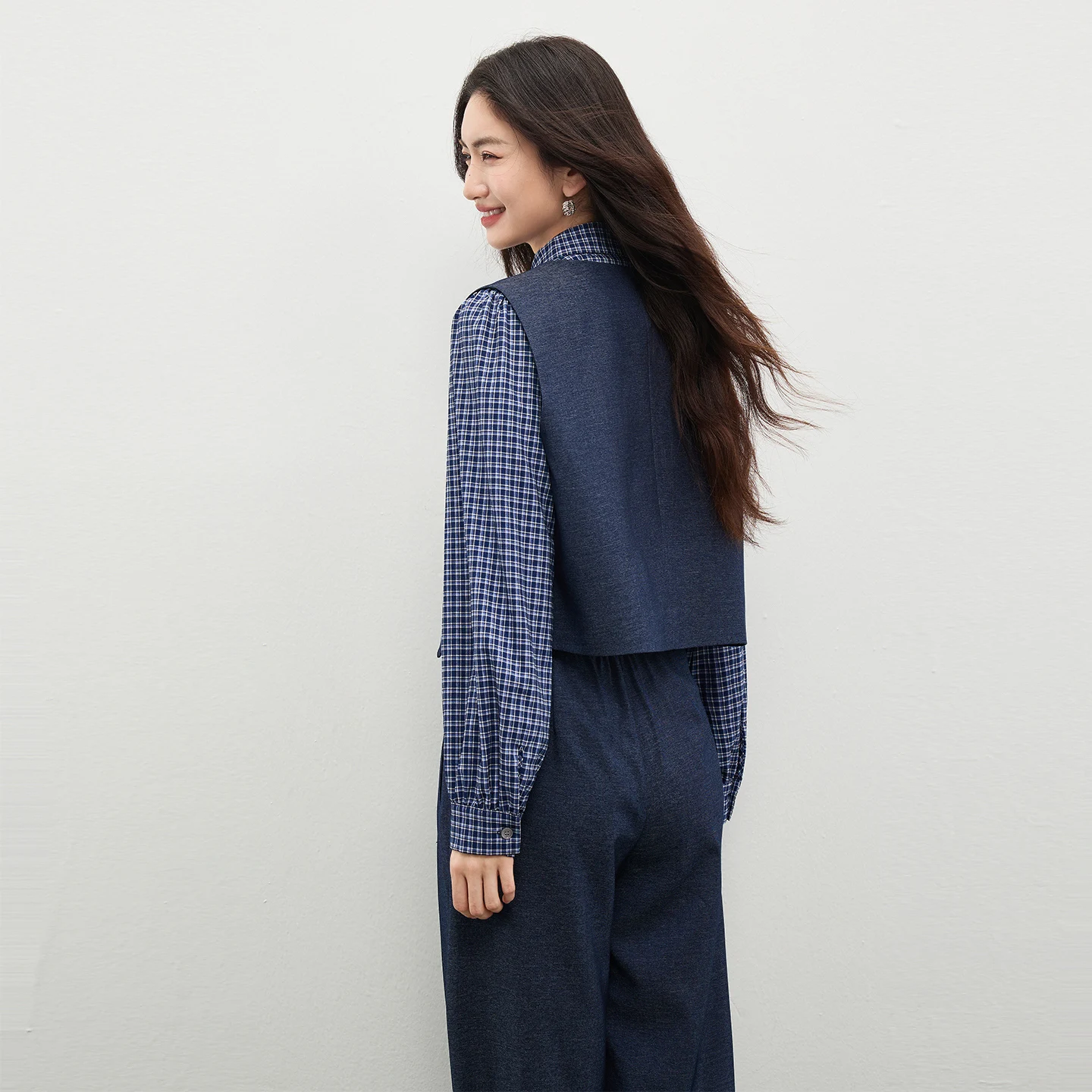 SENTUBILA Women 2026 Spring Office Outfits 2 Piece Pant Sets Nave Blue Waistcoat Pleated Pants Woman Clothing Sets 161ZA5824