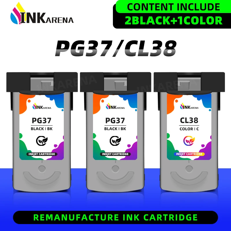 PG-37 CL-38 Ink Cartridges for Canon PG 37 CL 38 PG37 CL38 PIXMA MP140 MP190 MP210 MP220 MP420 IP1800 IP2600 MX300 MX310 Printer