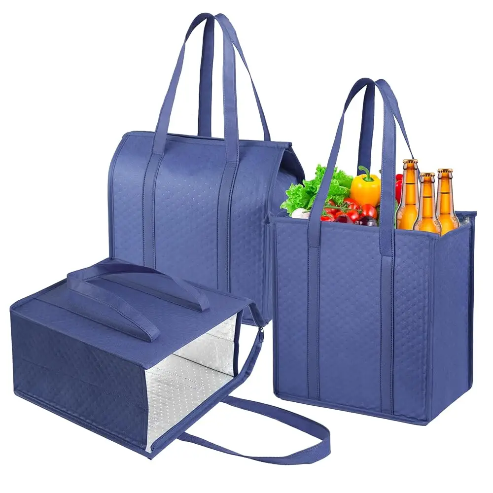 

Free ShippingInsulated Grocery Bags with Zippered top Frozen Food Shopping Groceries Travel Insulated Tote Cooler Thermal Bags