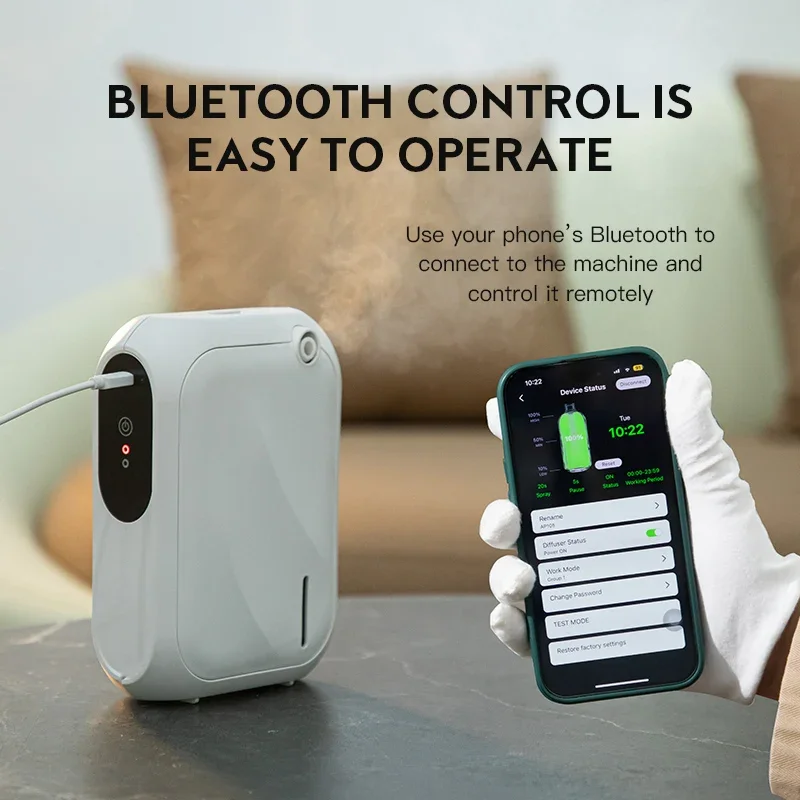 IOUHAPPY 호텔 향기 디퓨저 벽 장착 에센셜 오일 디퓨저 향기 기계, 거실용 블루투스 앱 제어, 200 m³