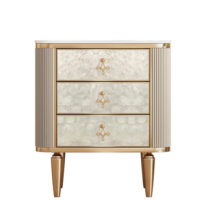 

Light luxury simple modern bedside table small apartment solid wood bedroom storage cabinet shell storage living room sofa