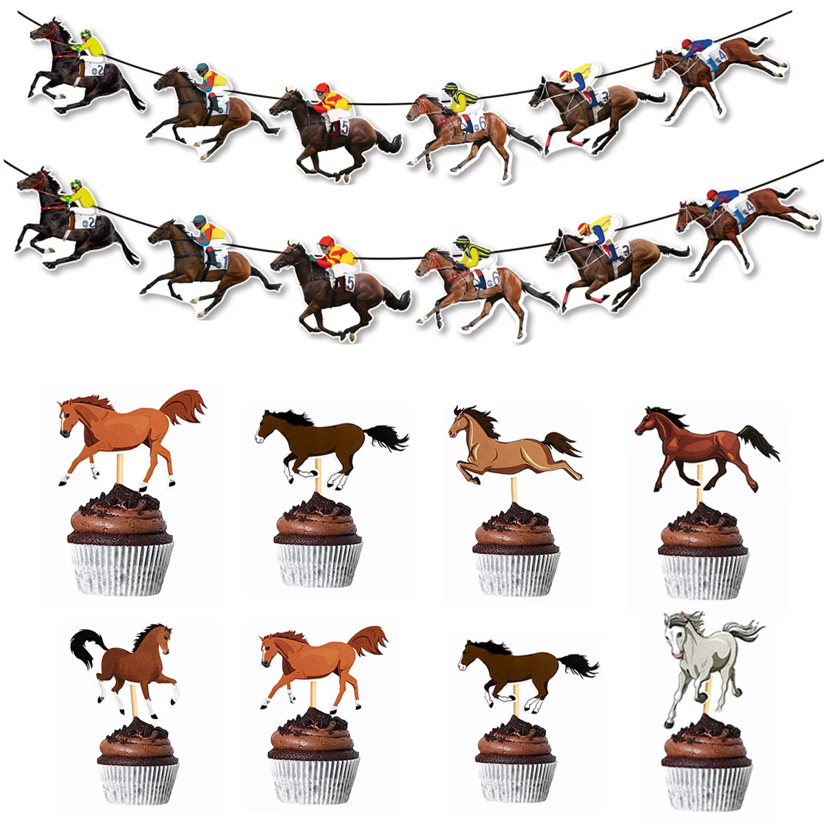 

Horse Racing Birthday Banner Party Decorations Garland Farm Theme Decor Present Wedding Supplies Assembled Hanging Decor