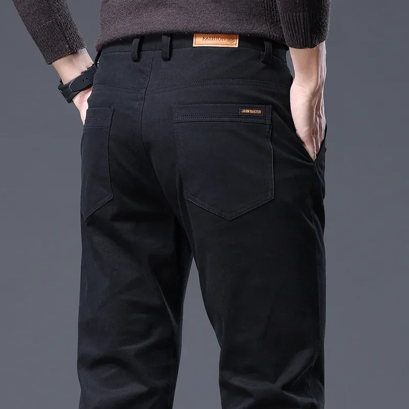 خريف جديد في 97% سراويل رجالية قطنية موضة كورية سراويل مستقيمة بقصة ضيقة سراويل تقليدية ناعمة ومريحة قابلة للتمدد بلون واحد #3