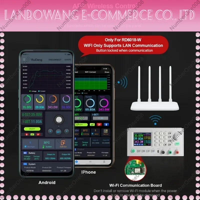 RD6018 60V 18A 1080W DC Buck Converter Module Programmable CC CV with LCD Memory WiFi for Lab Bench