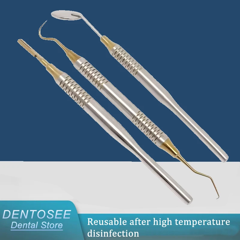 

Набор зеркал и зондов для стоматологического экзамена, стоматологические инструменты из нержавеющей стали с нескользящей ручкой для стоматолога-гигиенистов и студентов