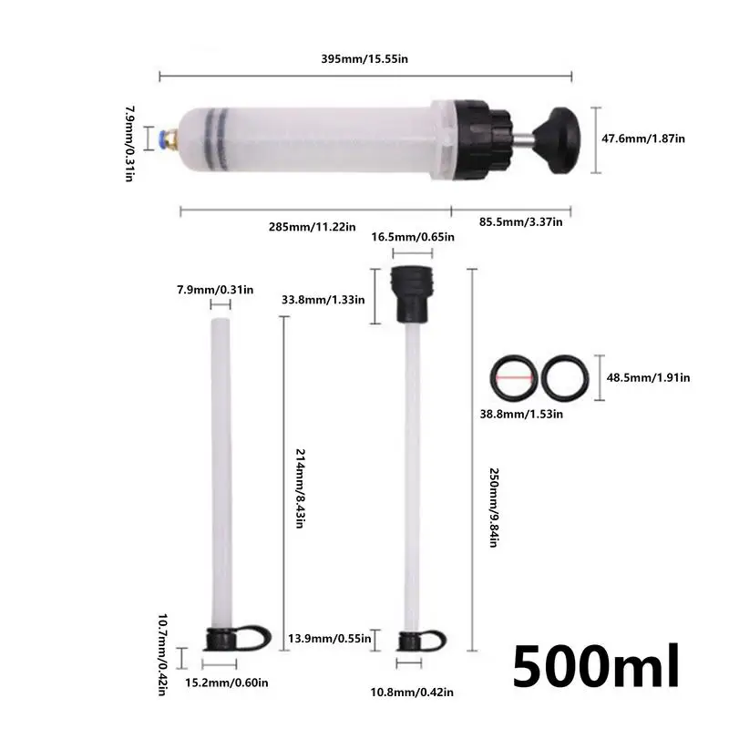Bomba extratora de óleo de carro 500cc, extrator de fluido de sucção de óleo de direção, extração manual de automóvel, seringa de sucção para minivans