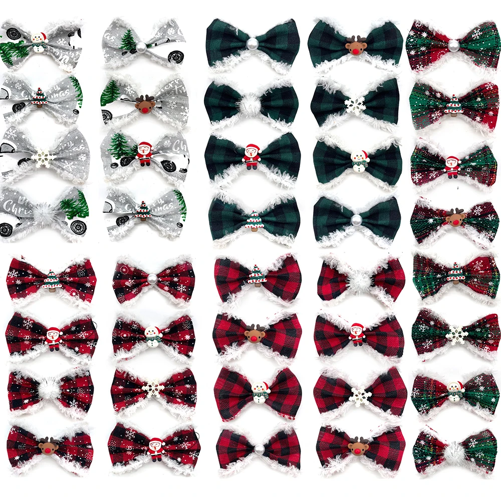 50PCS Christmas Dog Accessories Pet Collar Charms Movable Dog Bowties Dogs Grooming Products Small Dog Accessories Pet Supplies