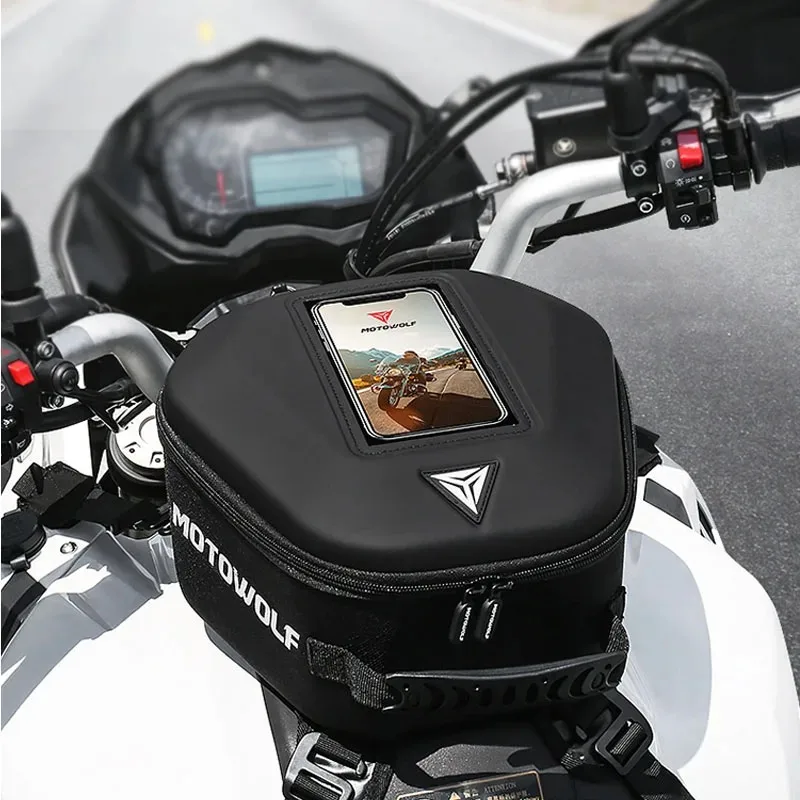 Motorcycle Tank Bag Oxford Saddle Black Motorbike Bag with Waterproof Cover Tail Rear Seat Bag Backpack Multi-functional Luggage