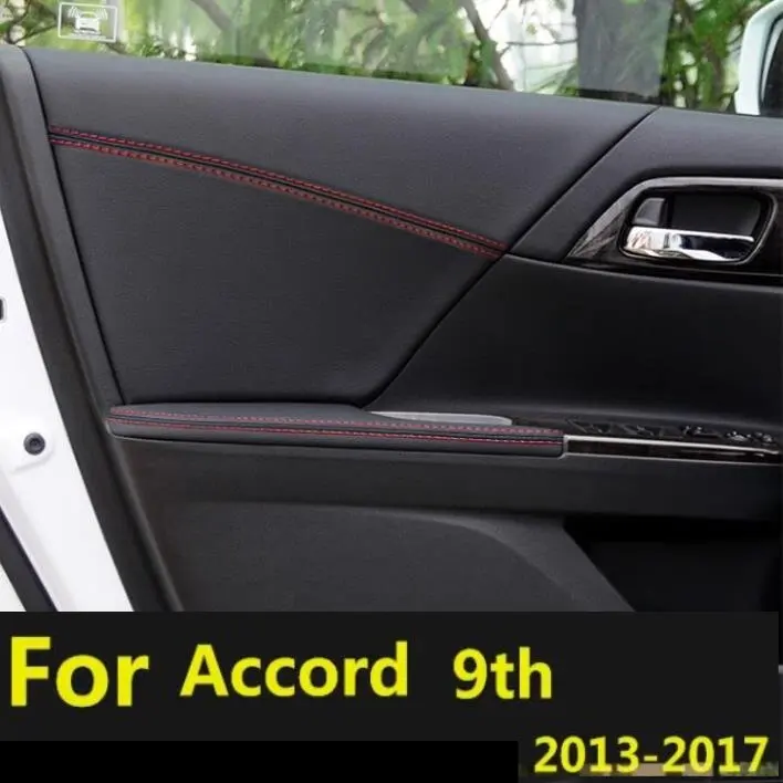 Microfiber Door Panel  Armrest  Leather Cover Protective Trim For Honda Accord 9th 2013 2014 2016 2016 2017 car interior