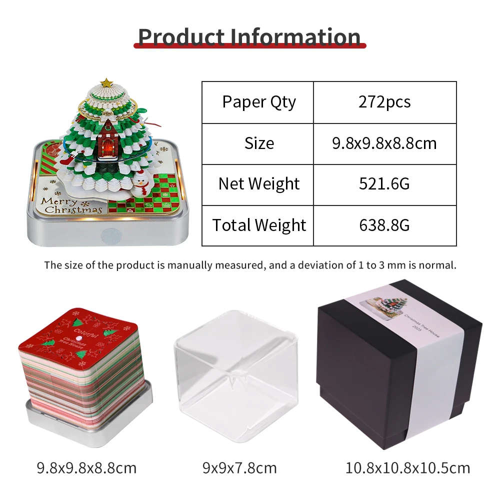 3D Paper Notepad Desk Calendar 2025 Christmas Tree Memo Pads Paper Art Notepad Kawaii Stationery Christmas Birthday Novel Gift