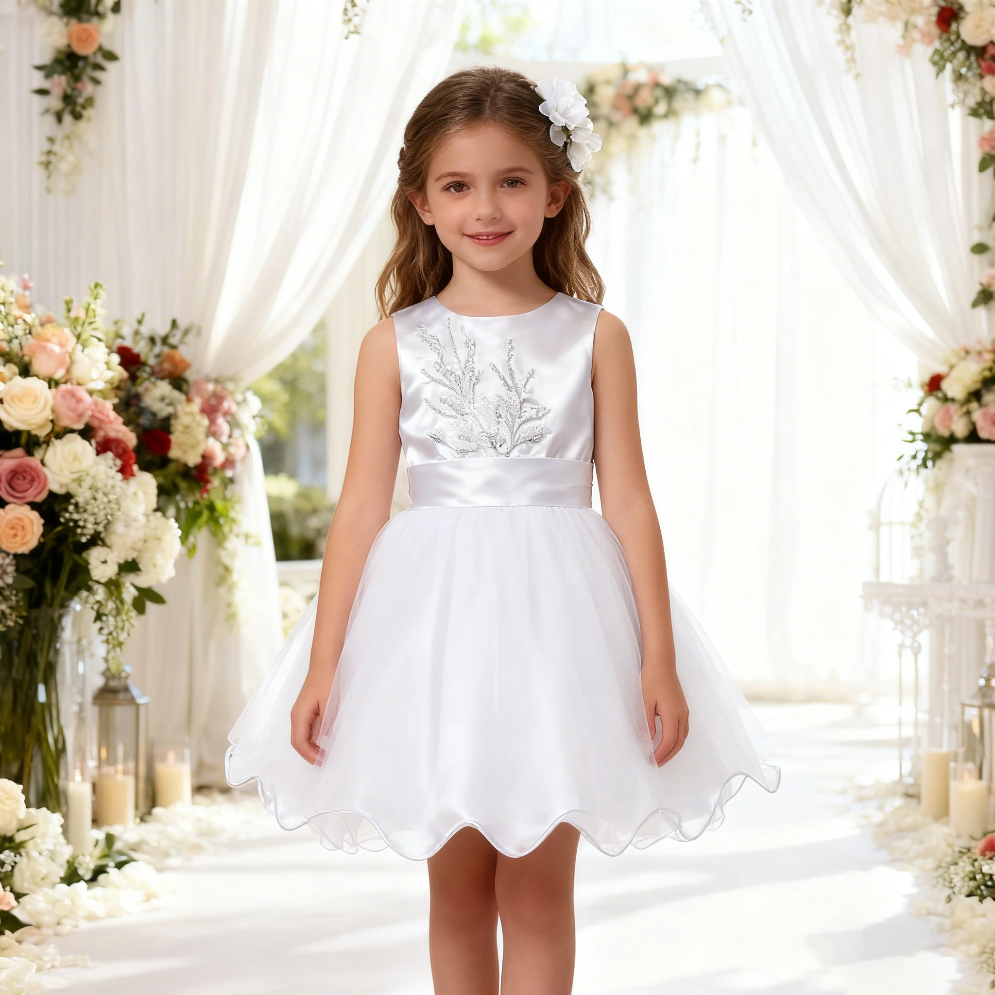 

3 6 9 12 24month Infant Kids Baby Girls Dress Summer Festive Baptism Vestidos Birthday Party Girls white Dress For Flower Girl