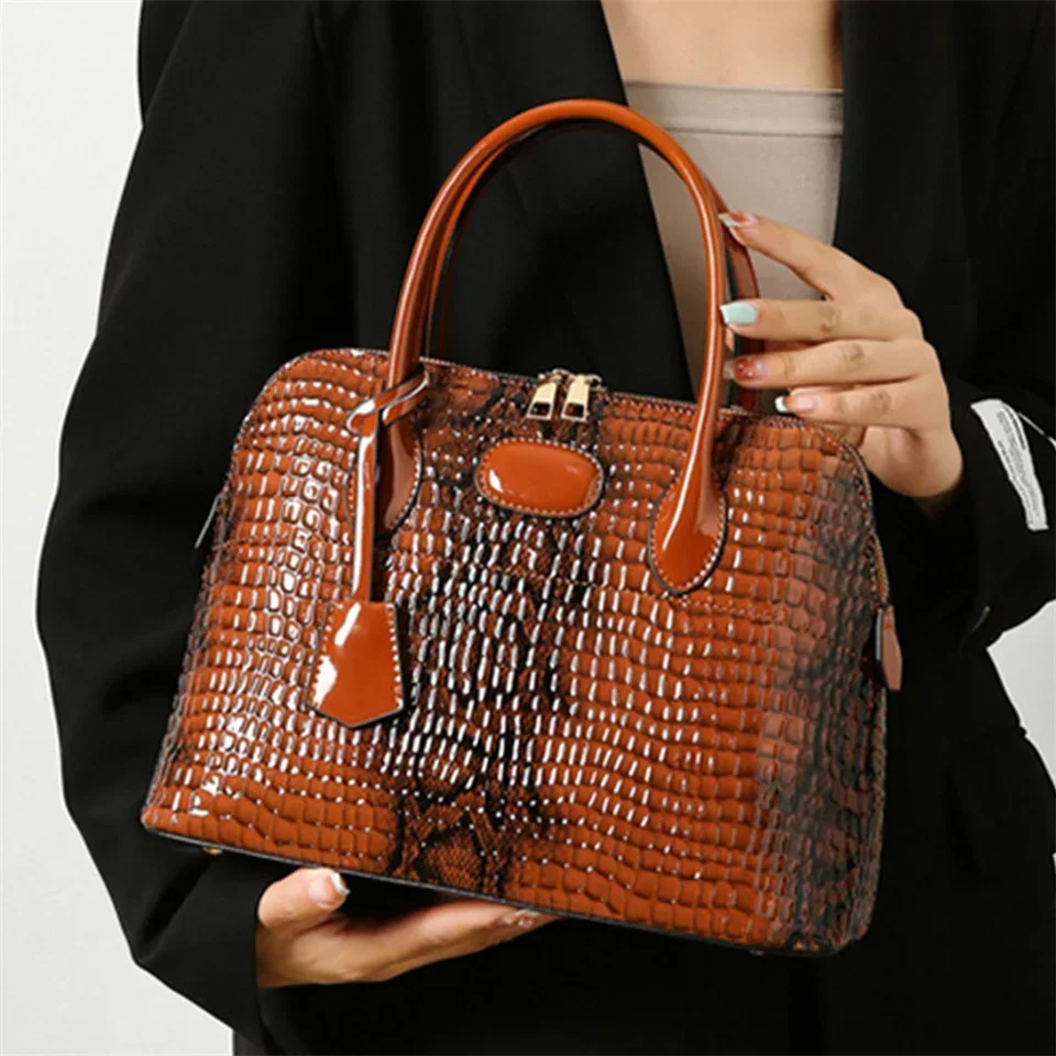 

New Patent Leather Alligator Crossbody Bag for Women Female Shoulder Messenger Sac Luxury Handbags Women Bags Designer