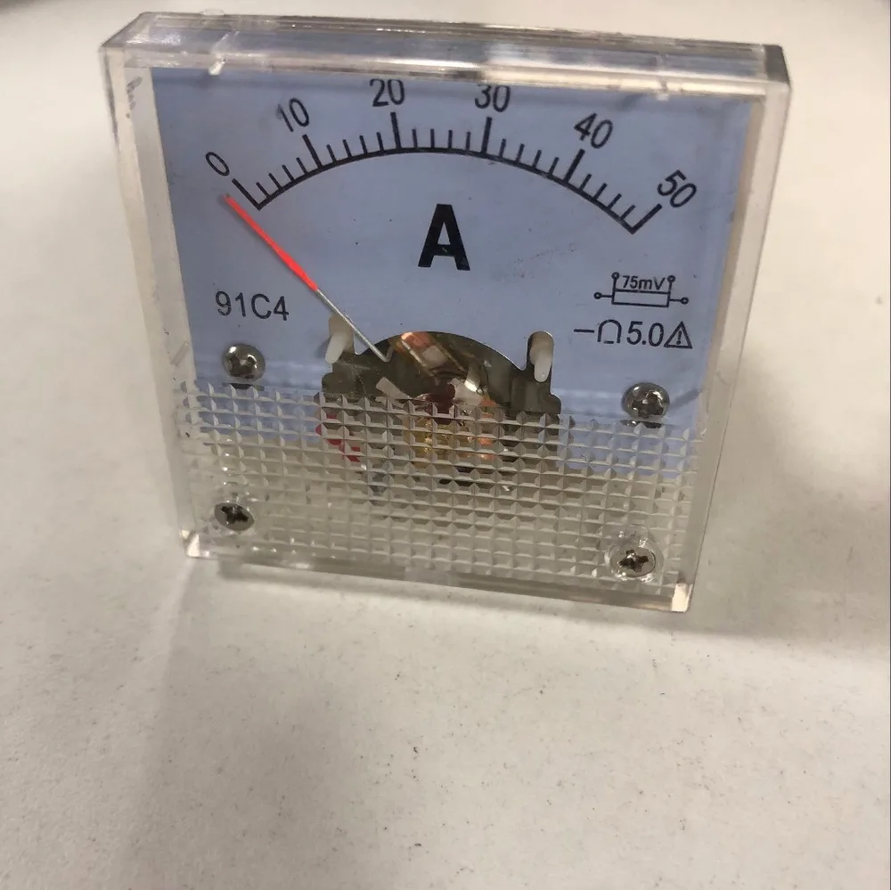 91C4 Mini Measure DC 0-50A Analog AMP Current Panel Meter Ammeter Gauge Class 5.0 Accuracy Instrument Automatic Control System