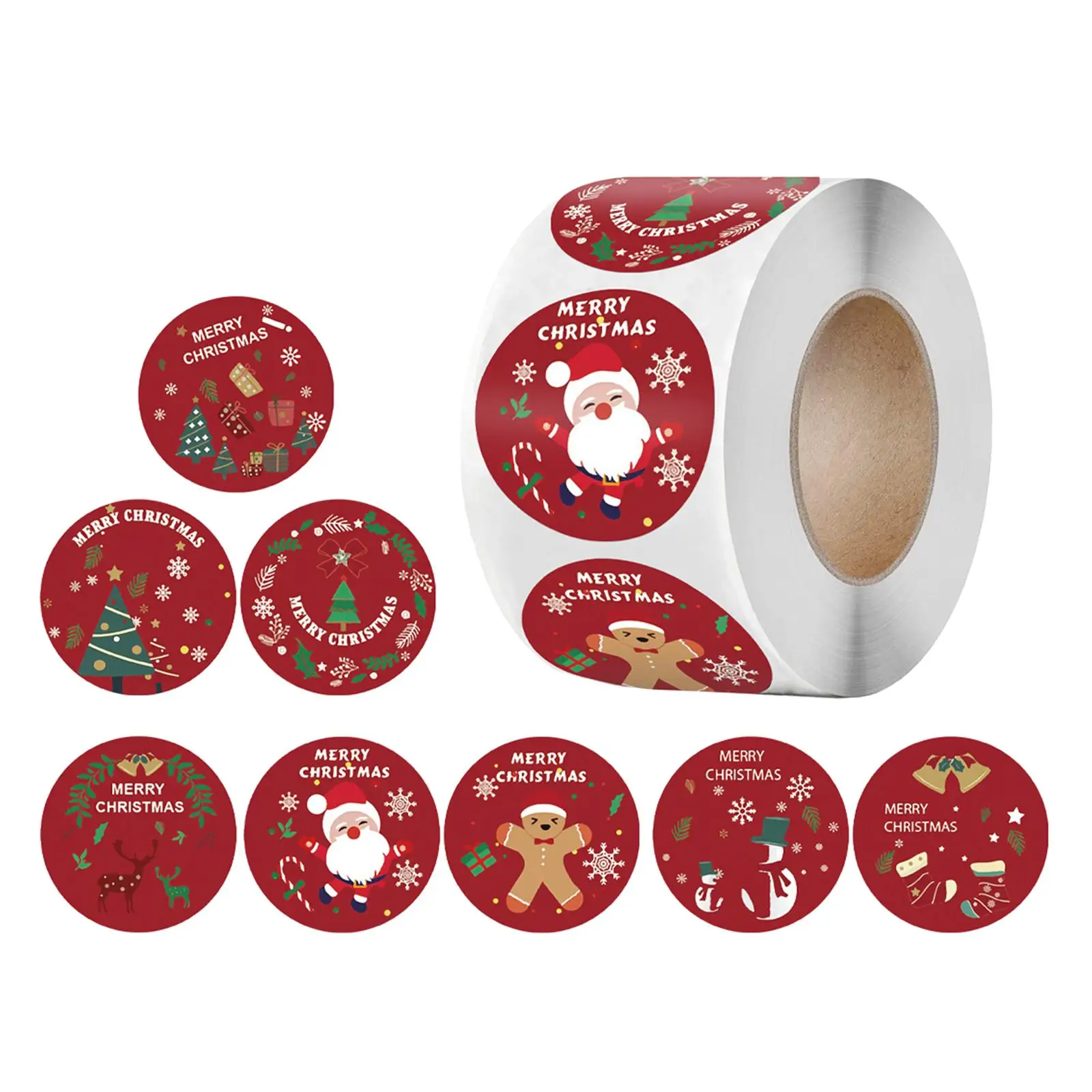 2-6pack 500 Pieces Merry Christmas Stickers Round for Package Holiday Decoration