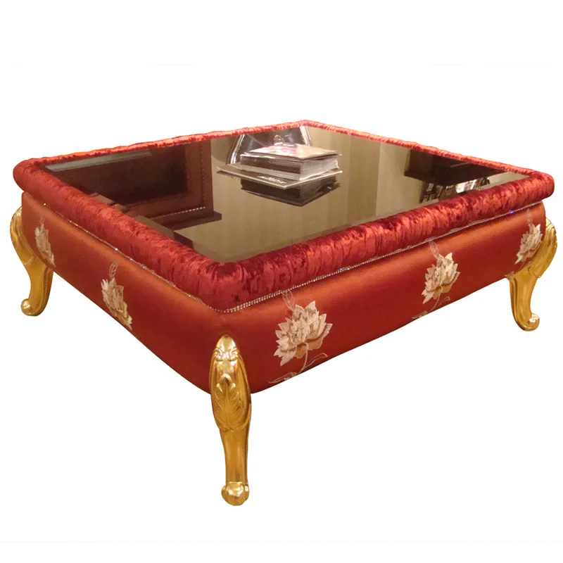 Long Ivory White Tea Table Glass Solid Wood Creative Neoclassical Living Room Small Tea Table