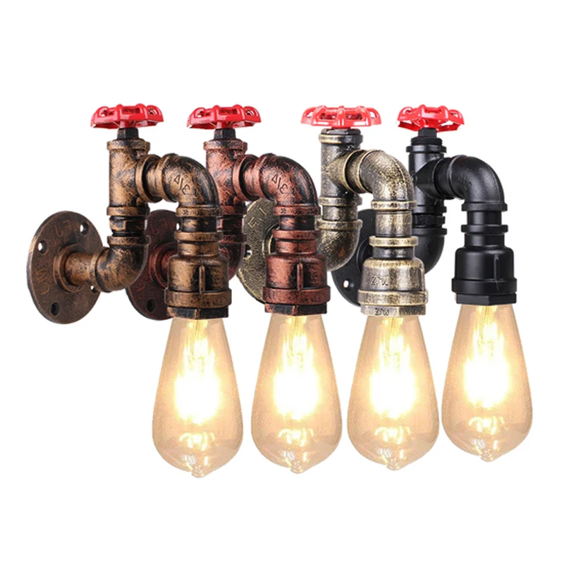 Industrial Water pipe Wall Light Vintage Wall Lamp Retro Loft Bar Cafe Wall Sconce Lighting Home Bedroom Restaurant Decor E27