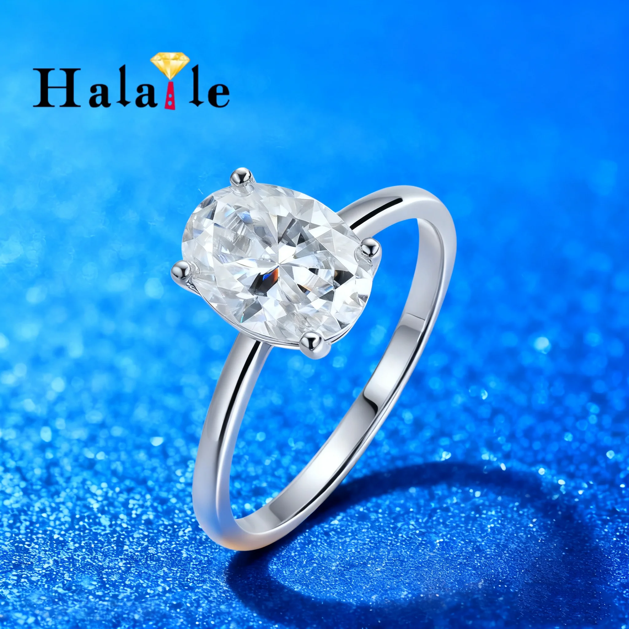 

Halaile 1-4CT 5*7 мм овальная огранка Муассанит настоящее кольцо-пасьянс из стерлингового серебра S925 ювелирные изделия для женщин помолвка свадебный подарок