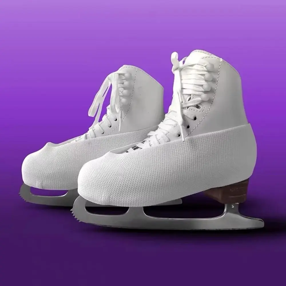 Fundas elásticas y suaves para patines de hielo, tejido elástico antiarañazos, protectores para botas de patinaje artístico, color negro y blanco, a prueba de polvo.