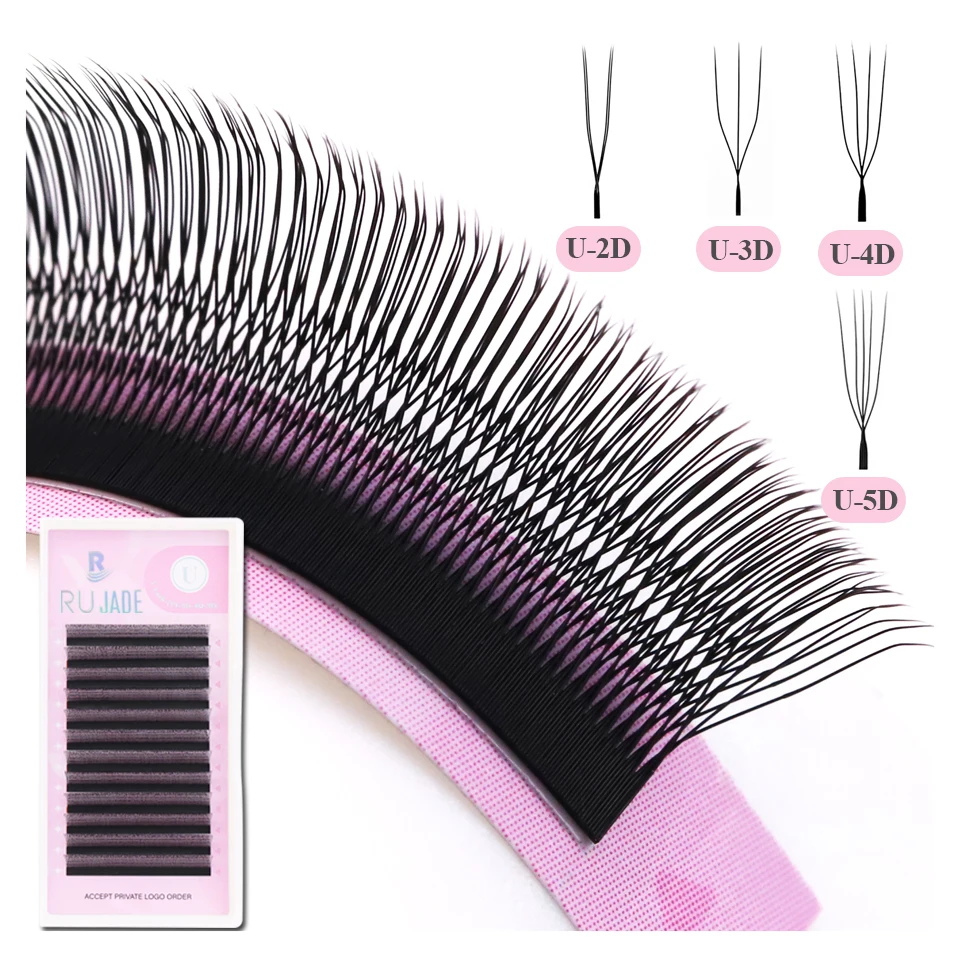 Nieuwe Collectie U-vorm 3DW Valse Wimpers Lichtgewicht Premade volume Fans Wimpers Premium Mesh Netto Cross U-vormige Wimper Extensions