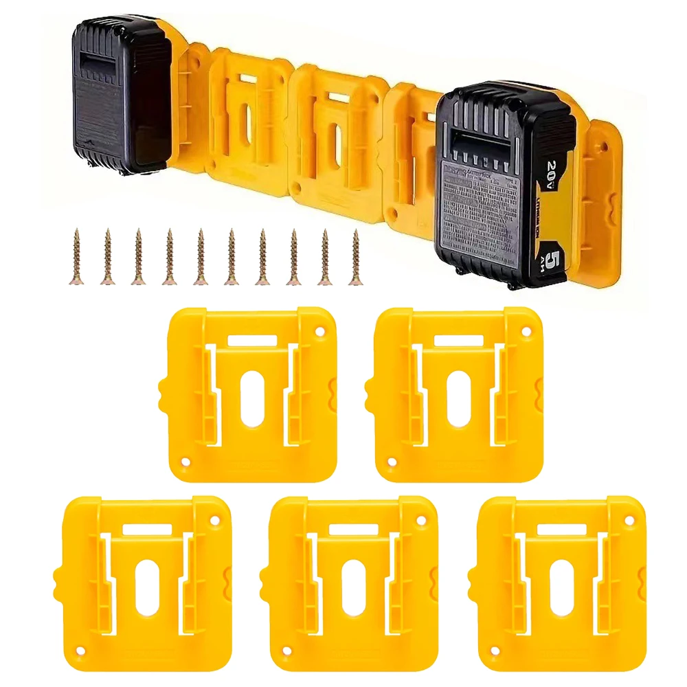 1/2/5PCS Battery Holder Storage Rack for Dewalt 18V 20V Li-ion Battery DCB203 DCB205,Wall Mount Battery Dock for Workbench